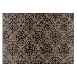 PLANCHE À DÉCOUPER MARBRE DAMASK1 NOIR ET CRAYON DE COULEUR BRUNE (R)