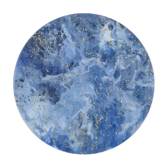 Planche À Découper Marbre d'or bleu : Texture de luxe. (Devant)