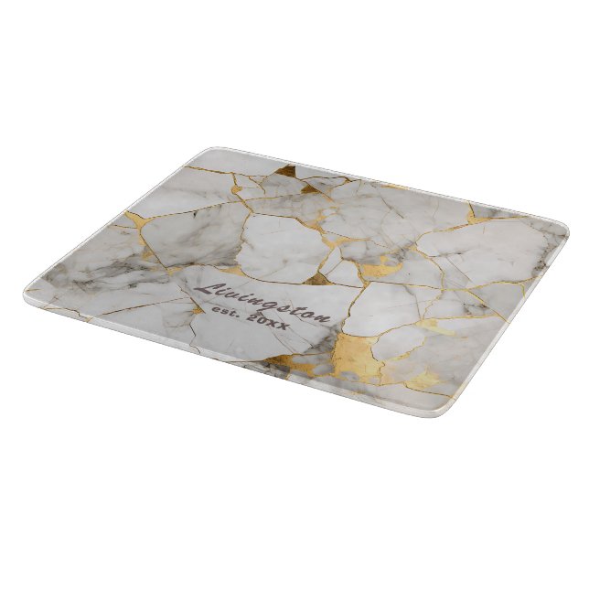 Planche À Découper Marbre d'or Faux établi personnalisé (Coin)
