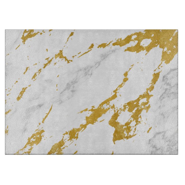 Planche À Découper Marbre élégant style6 - or et blanc (Devant)