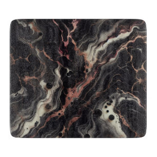 Planche À Découper Marbre Noir Or Accents Moderne Élégant Cuisine