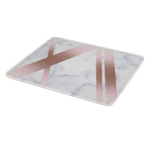 Planche À Découper Marbre rose girly élégant élégant de blanc d'o