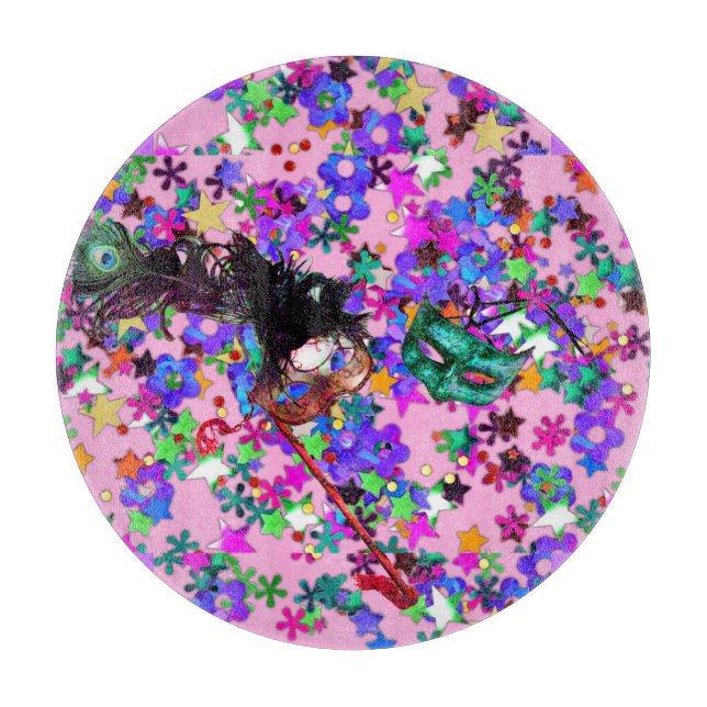 Planche À Découper MARDI GRAS MASQUERADE BALL MASK confetti (Devant)