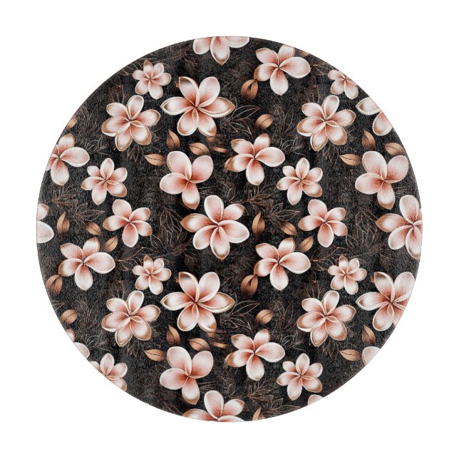 Planche À Découper Mariage Black Blush Rose Gold Floral (Devant)