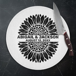 Planche À Découper Mariage de tournesol Nom et date personnalisés