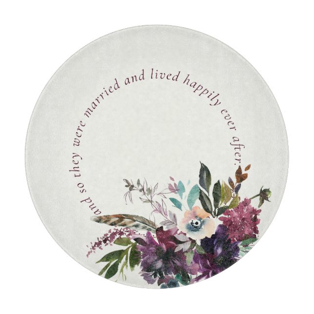 Planche À Découper Mariage floral aquarelle ivoire de splendeur de Bo (Devant)