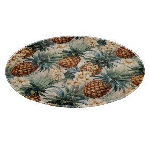 Planche À Découper Mariage Floral aux Ananas Tropicaux 