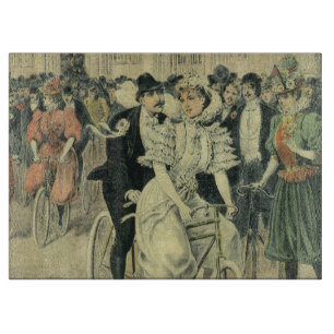 Planche À Découper Mariés victoriens à bicyclette