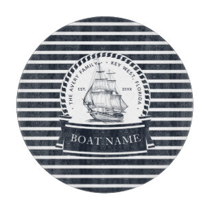 Planche À Découper Marine Bateau bleu Moderne Personnalisé