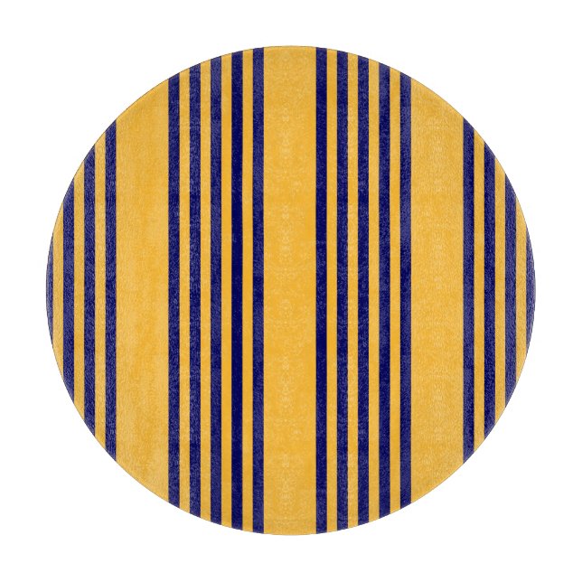 Planche À Découper Marine bleu et jaune soleil cinq bandes motif (Devant)