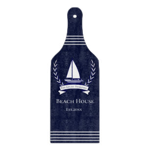 Planche À Découper Marine Nautique Bleu Voilier Côtier Monogramme