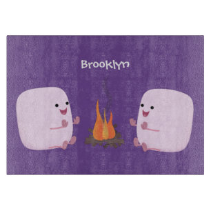 Planche À Découper Marshmallows mignons roses par dessin animé sur le