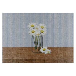 Planche À Découper Mason Jar De Daisies Cutboard