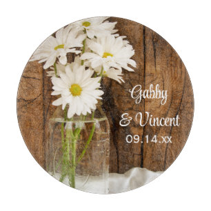 Planche À Découper Mason Jar et White Daisies Country Barn Mariage