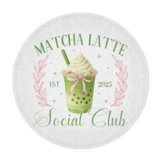 Planche À Découper Matcha Latte Social Club Glass Round Cutboard