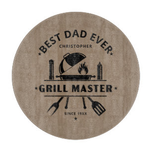 Planche À Découper Meilleur Papa du Monde Maître du Grill Brun Rust
