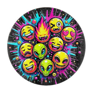 Planche À Découper Mélange d'Emoji Néon Funky