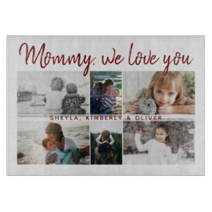 Planche À Découper Mère avec enfants et famille Maman 6 Photo Collage