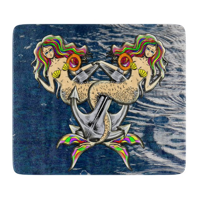 Planche À Découper Mermaids - Design nautique pour les amoureux des o (Devant)