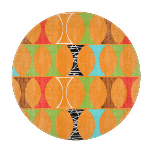 Planche À Découper Mi-siècle Moderne Orange Motif