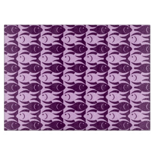 Planche À Découper Mi-siècle Poisson moderne, orchidée et violet