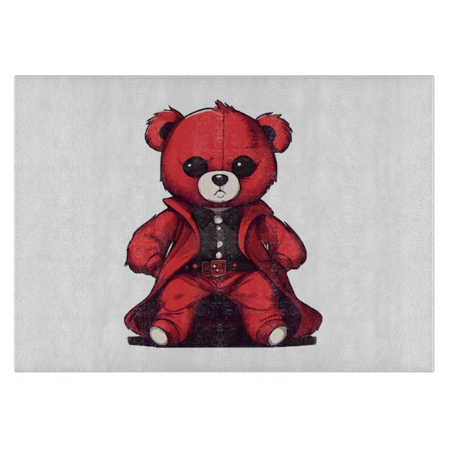 Planche À Découper Mignon ours en peluche rouge garçon (Devant)