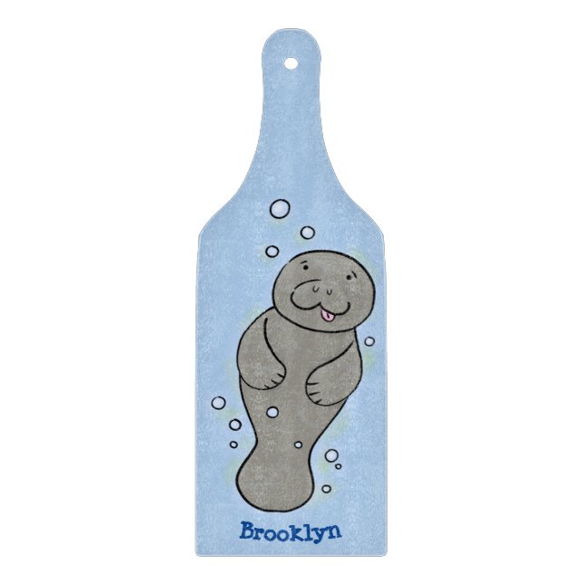 Planche À Découper Mignonne manatée bébé avec bulles illustration (Devant)