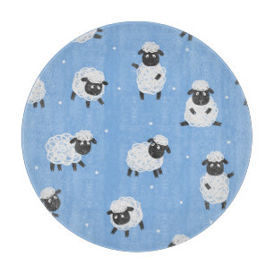 Planche À Découper Mignons moutons blancs : agneaux vintages.