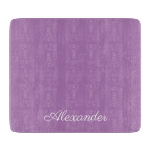 Planche À Découper Modèle blanc violet moderne, script blanc
