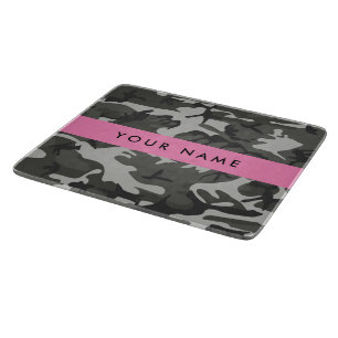 Planche À Découper Modèle de camouflage gris, Votre nom, Personnalise