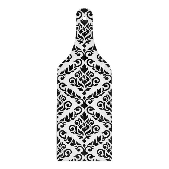 Planche À Découper Modèle Prima Damask noir sur blanc (Devant)