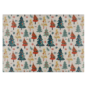 Planche À Découper Modèle sans couture d'arbres de Noël en pin coloré