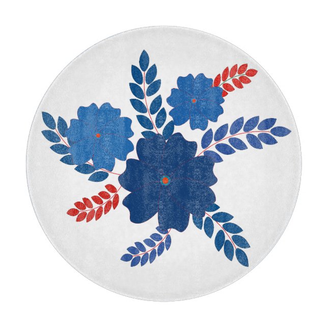 Planche À Découper Modèle vectoriel simple de fleurs bleues (Devant)