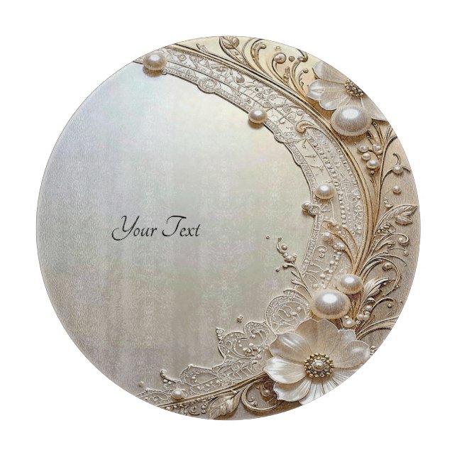 Planche À Découper Modern White Flowers Pearls Cutting Board (Devant)