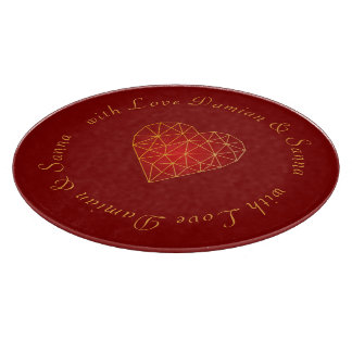 Planche À Découper Moderne et luxe géométrique or rouge coeur amour