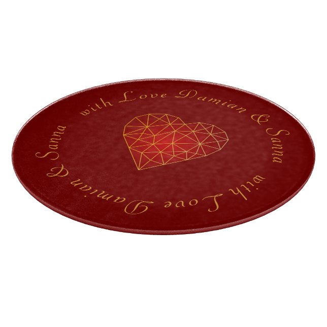 Planche À Découper Moderne et luxe géométrique or rouge coeur amour (Coin)