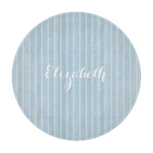 Planche À Découper Moderne Personnalisé Chatoyant Bleu rayé