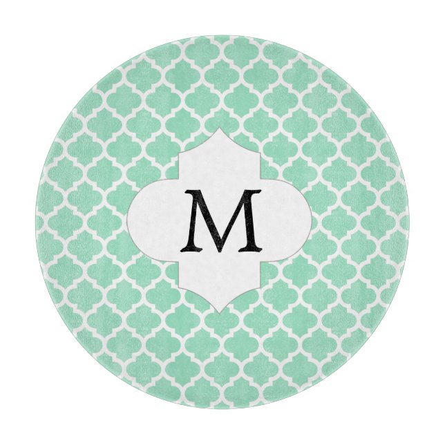 Planche À Découper Monnaie Quatrefoil Monogramme personnalisée et bla (Devant)