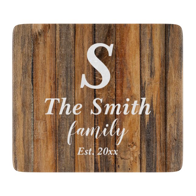 Planche À Découper Monogramme cadeau Mariage personnalisé Nom (Devant)