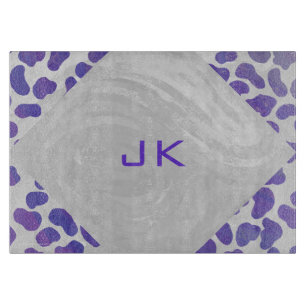 Planche À Découper Monogramme Dalmatien violet et blanc