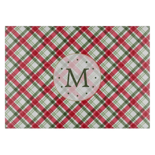 Planche À Découper Monogramme de Noël rouge vert (Devant)