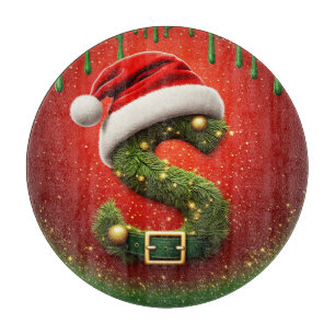 Planche À Découper Monogramme de Noël S avec chapeau de Père Noël Cad