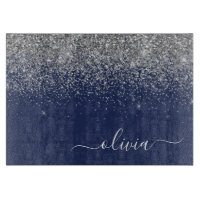 Monogramme de nom pailleté bleu marine argenté fém