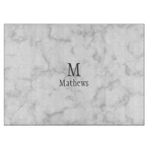 Planche À Découper Monogramme en marbre blanc personnalisé