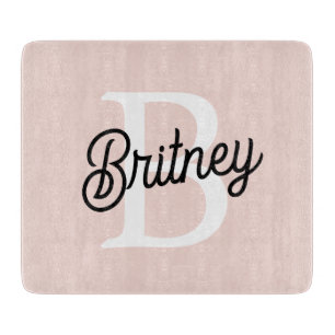 Planche À Découper Monogramme et nom personnalisé moderne Pastel Pink