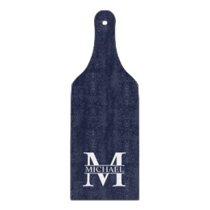 Planche À Découper Monogramme et nom personnalisés bleu marine