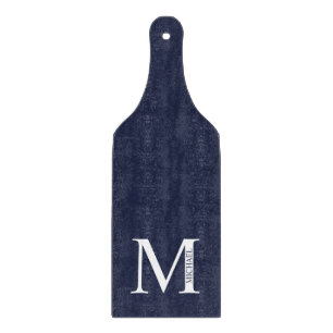 Planche À Découper Monogramme et nom personnalisés bleu marine