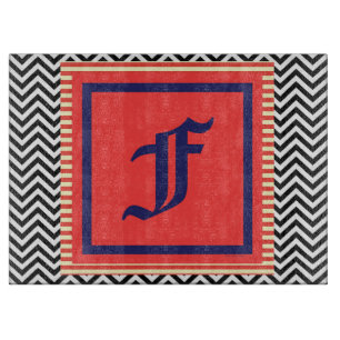 Planche À Découper Monogramme F Panneau de coupe en verre trempé