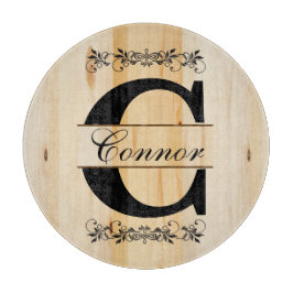 Planche À Découper Monogramme Faux Butcher Block Wood| Texte DO-IT-YO