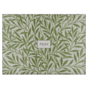 Planche À Découper Monogramme Feuille vintage vert saule